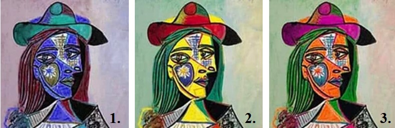 Выберите правильный вариант картины Пикассо Женщина в шляпе с меховым воротником:
