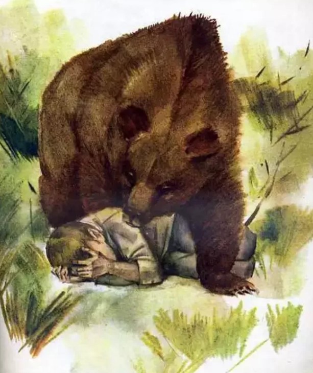 Как спасся от медведя тот, кто не сумел убежать в басне «Два товарища»?