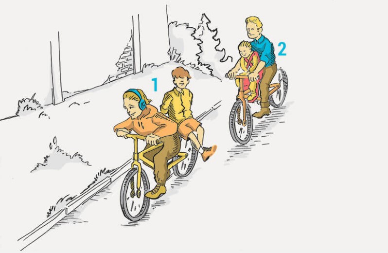 Кто из велосипедистов нарушает Правила при перевозке пассажиров?