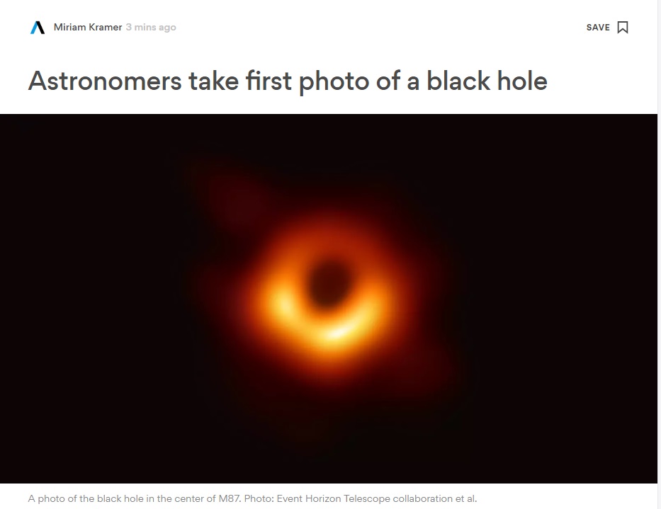 В каком году мир увидел первое реальное изображение черной дыры?
